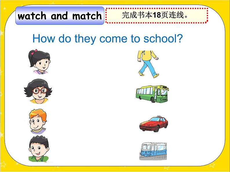 译林版小学英语五下 Unit2 How do you come to school？(第1课时) 课件第6页