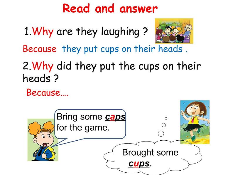 外研版（三起）小学英语六下 Module8 Unit1 Why do you have cups on your heads？ 课件06