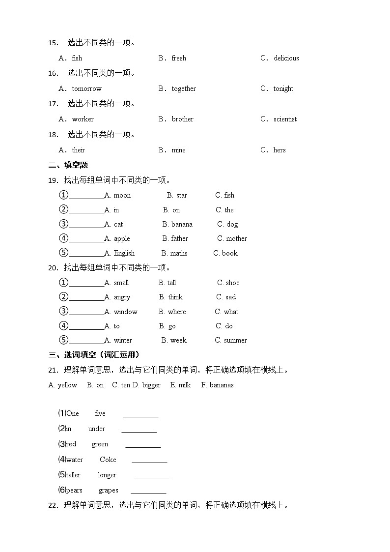 2022年小升初英语专题复习（语法专练）：词法第2页