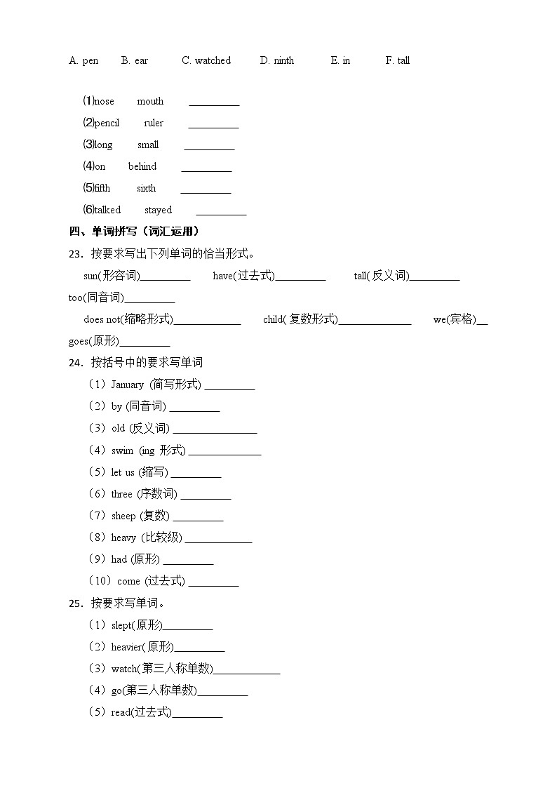 2022年小升初英语专题复习（语法专练）：词法第3页