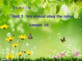 人教精通版小學(xué)英語五下 Unit3 We should obey the rules.(Lesson16) 課件