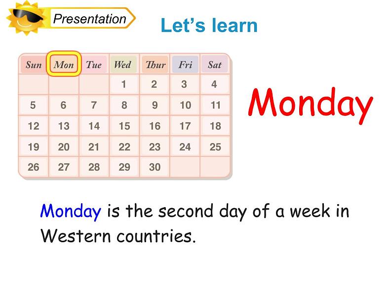 人教精通版小学英语四下 Unit4 There are seven days in a week.(Lesson20) 课件04