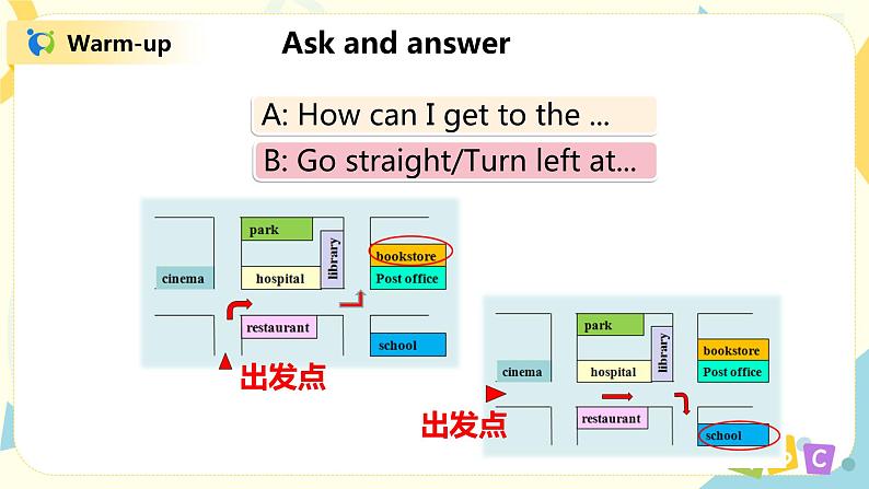 人教版PEP六上《Unit 1 How can I get there PB （Read and write）》课件第5页