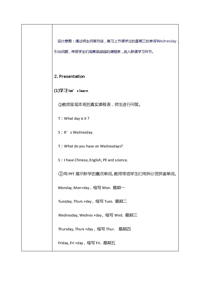 Unit2 My week Part A Let's learn课件+教案03