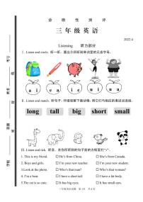 山东省枣庄市薛城区2021-2022学年三级下学期期中考试英语试题（含答案）