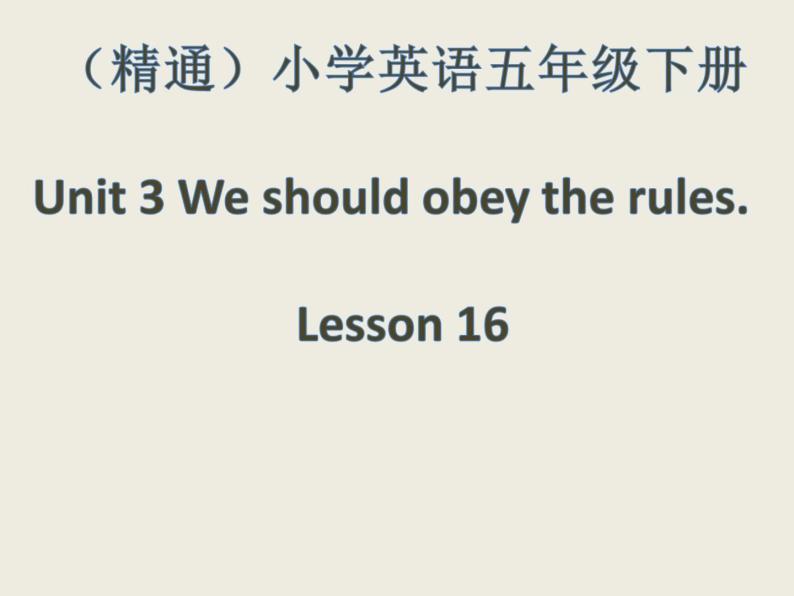 人教精通版小学英语五下 Unit3 We should obey the rules.(Lesson16) 课件01