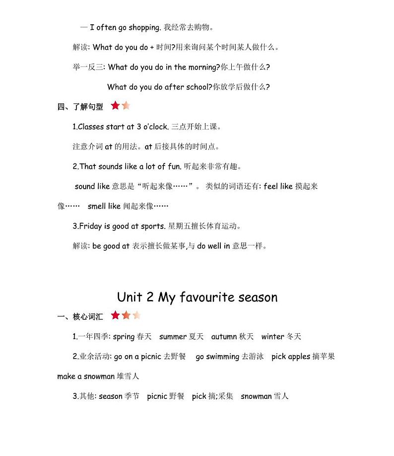 人教PEP英语五年级下册期末复习Unit 1-6知识点梳理归纳 总结第3页