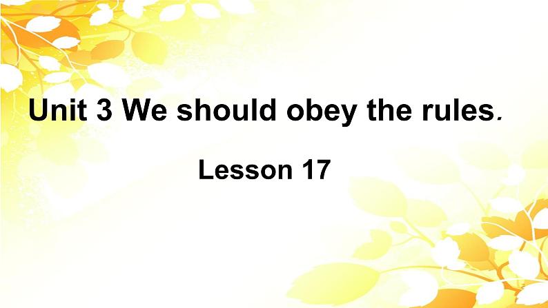 人教精通版小学英语五下 Unit3 We should obey the rules.(Lesson17) 课件01