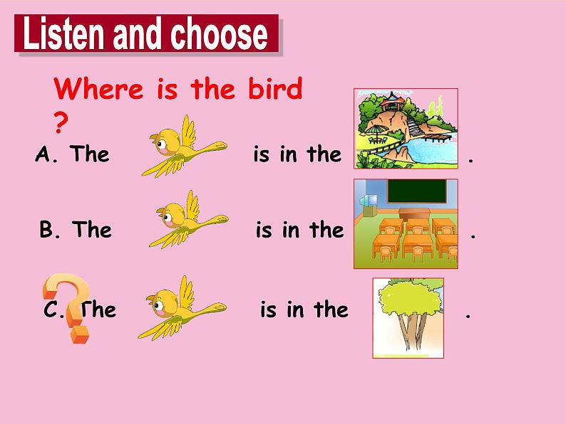 译林版小学英语三下 Unit4 Where's the bird？(第1课时) 课件05