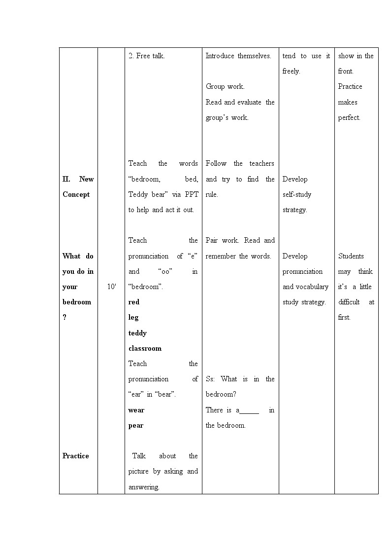 冀教版（三起）英语四年级上册 Unit2 At Home Lesson 9 In the Bedroom 导学案02