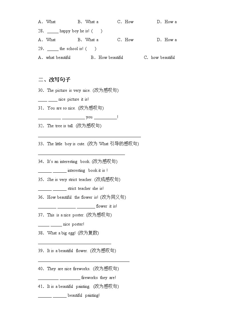 通用小升初英语满分技巧专项复习-感叹句练习（含答案及解析）第3页