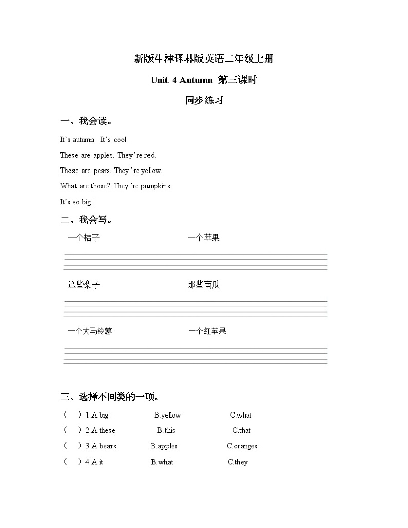 Unit 4 Autumn Period 3课件+教案+同步练习01