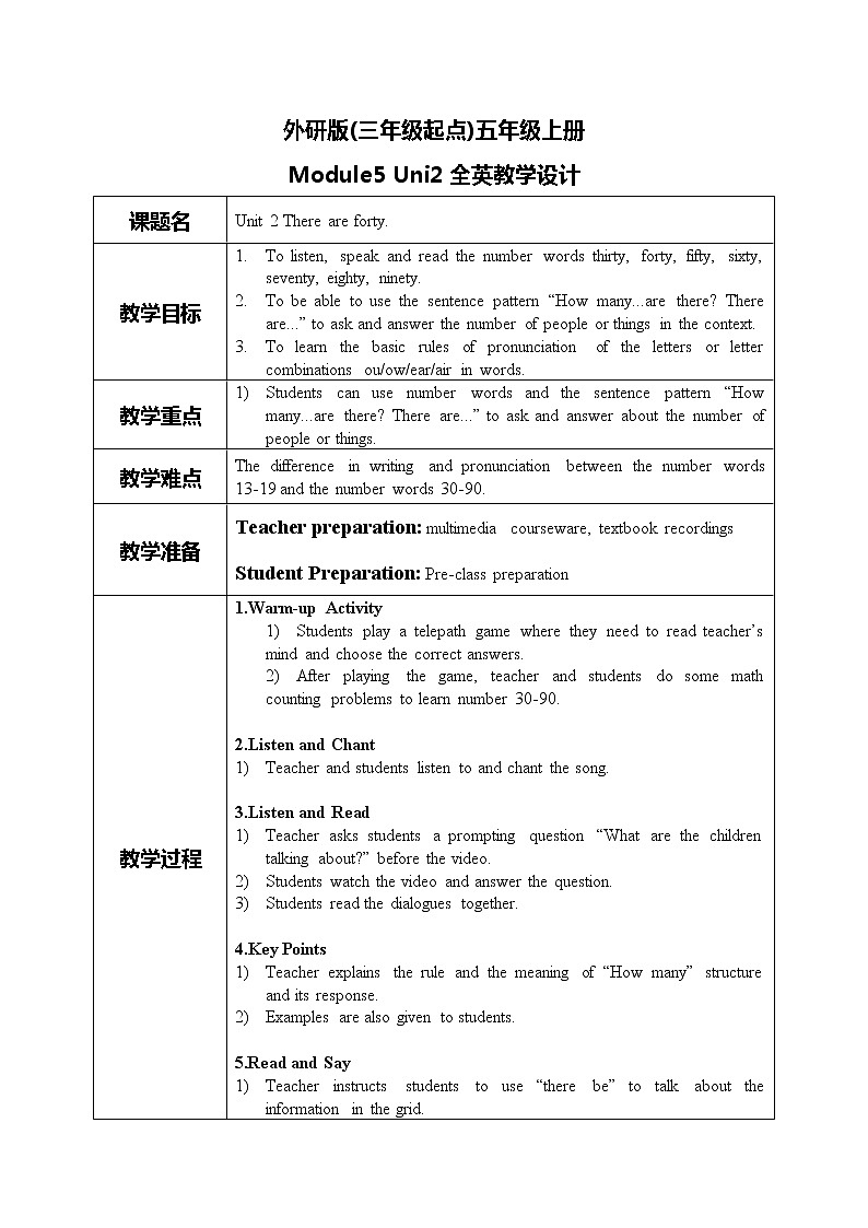 Module5 Unit2《There are forty》课件+教案01