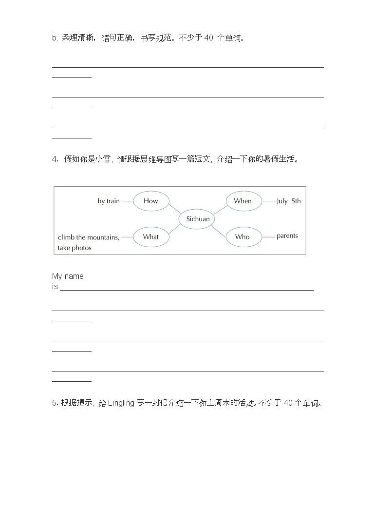 22年小学五年级英语下册期末 看图写话 专项训练 附参考范文 教习网 试卷下载