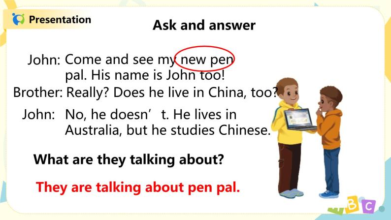 人教版PEP六上《Unit 4 I have a pen pal Part B（Let's learn）》课件+教学设计+素材08