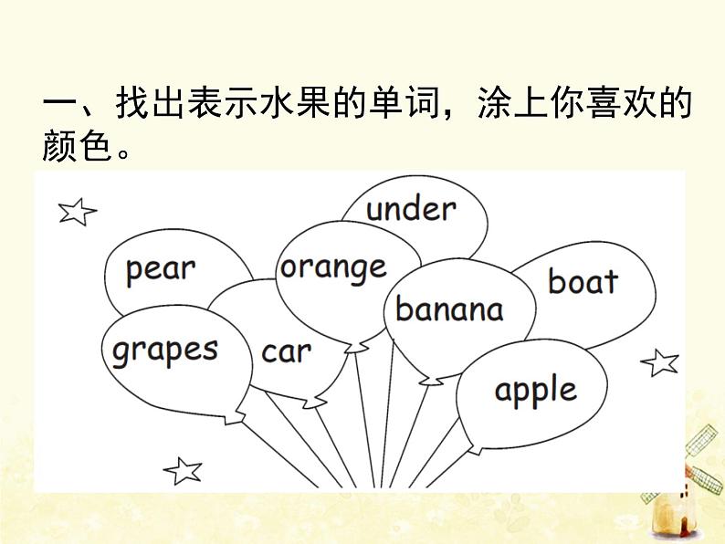 人教版（PEP）三年级英语下册Unit5DoyoulikepearsBLet 'stalkLet 'splay习题课件第2页