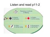外研版(一起)小學(xué)英語(yǔ)六年級(jí)下冊(cè)《Module 2Unit 2 It will rain in Beijing.》PPT課件