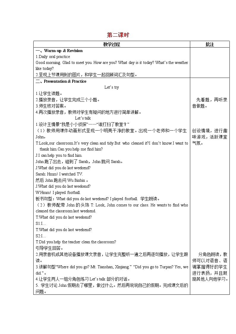 人教版（PEP）六年级英语下册Unit3WheredidyougoPartA第2课时教案01