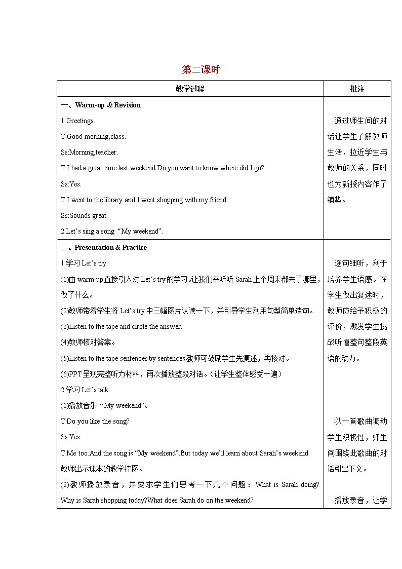 人教版（PEP）五年级英语下册Unit1MydayPartB第2课时教案01