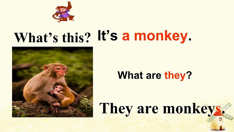 外研版三起三年级英语下册Module 2 Unit 1 They are monkeys 课件07