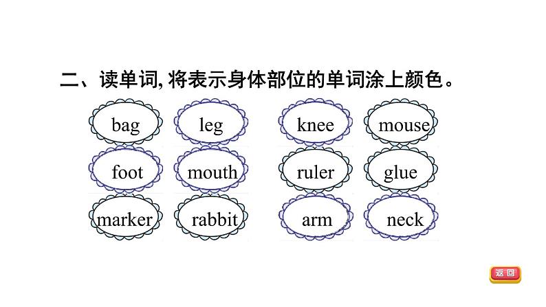 人教精通版三起三年级英语上册Unit3LookatmynoseLesson17习题课件04