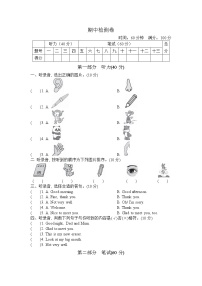 人教精通版三起三年级英语上册-期中检测卷含答案