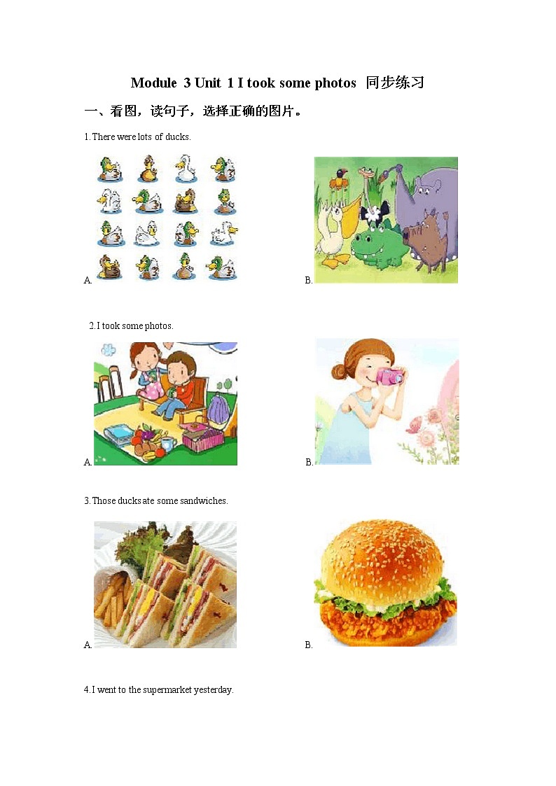 外研版小学英语（一年级起点）六年级下册Module 3 Unit 1 I took some photos同步练习101