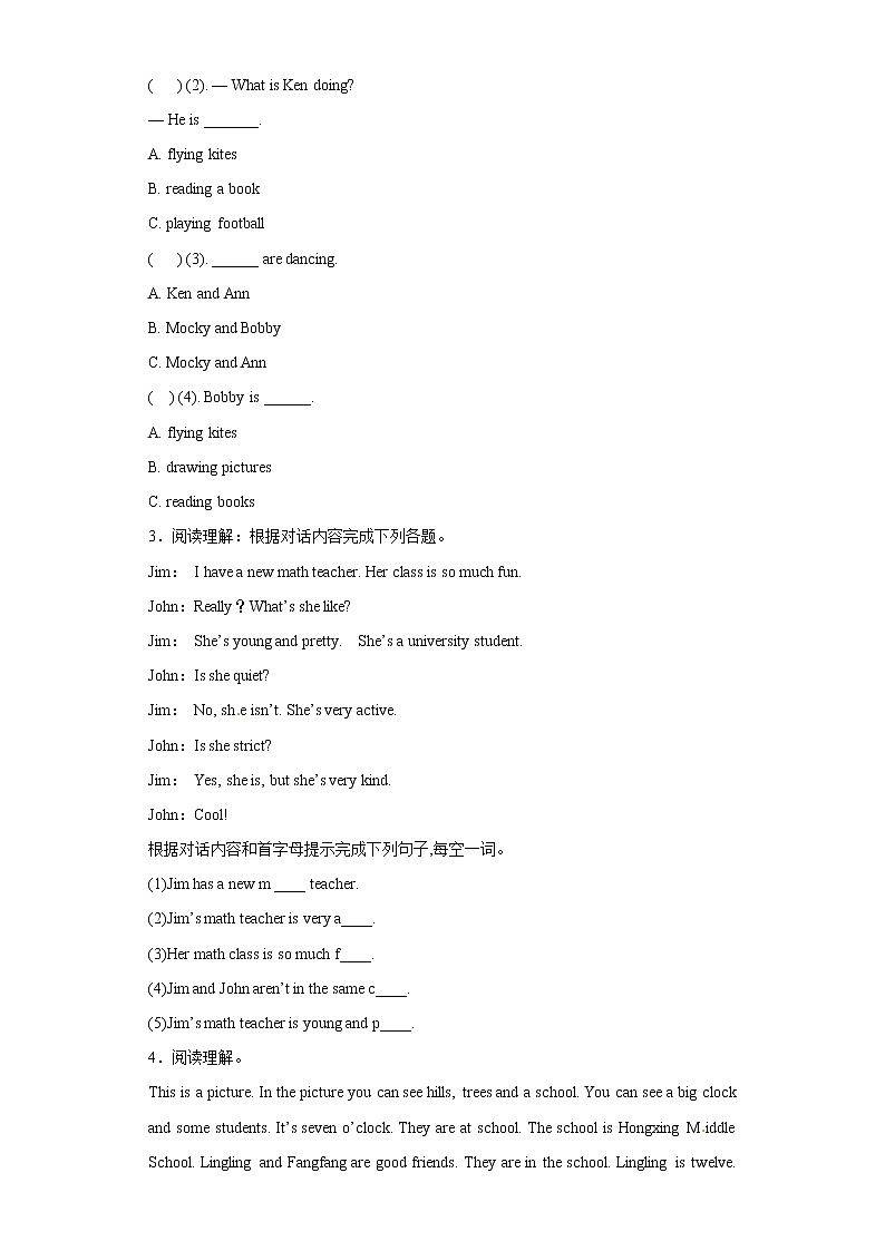 小升初英语知识专项训练（阅读）-32.阅读理解--文体活动和日常生活通用版附答案解析第2页