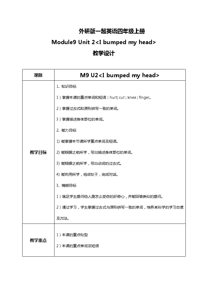 Unit2 I bumped my head 课件PPT+教案01