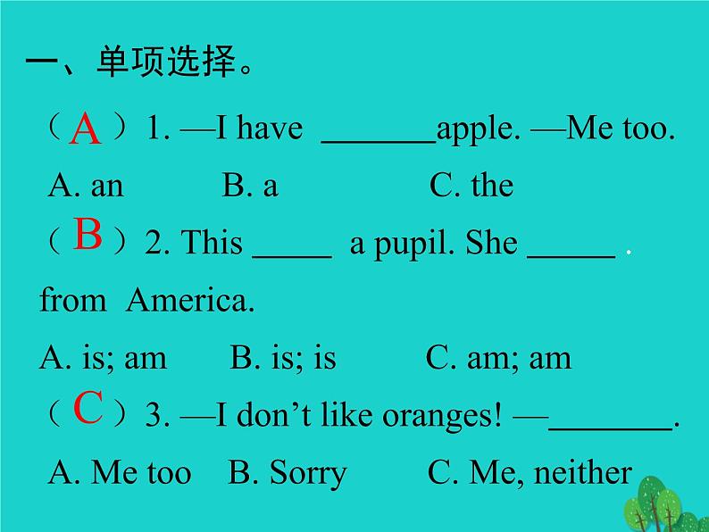 人教版（PEP）三年级英语下册专项复习四句型与对话习题课件02