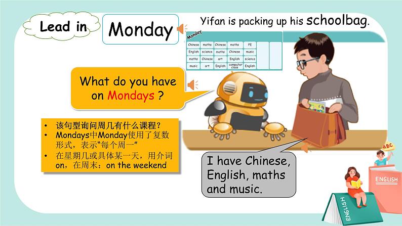 Unit 2 My week PA Let's learn PA Let's learn 课件PPT+教案04