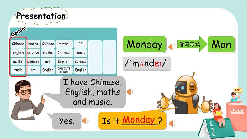 Unit 2 My week PA Let's learn PA Let's learn 课件PPT+教案05