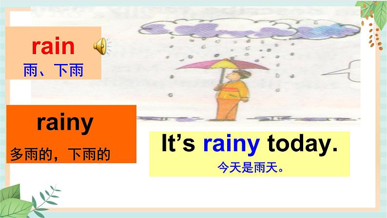 接力版英语四年级上册 Lesson 8 What’s the weather like  课件05