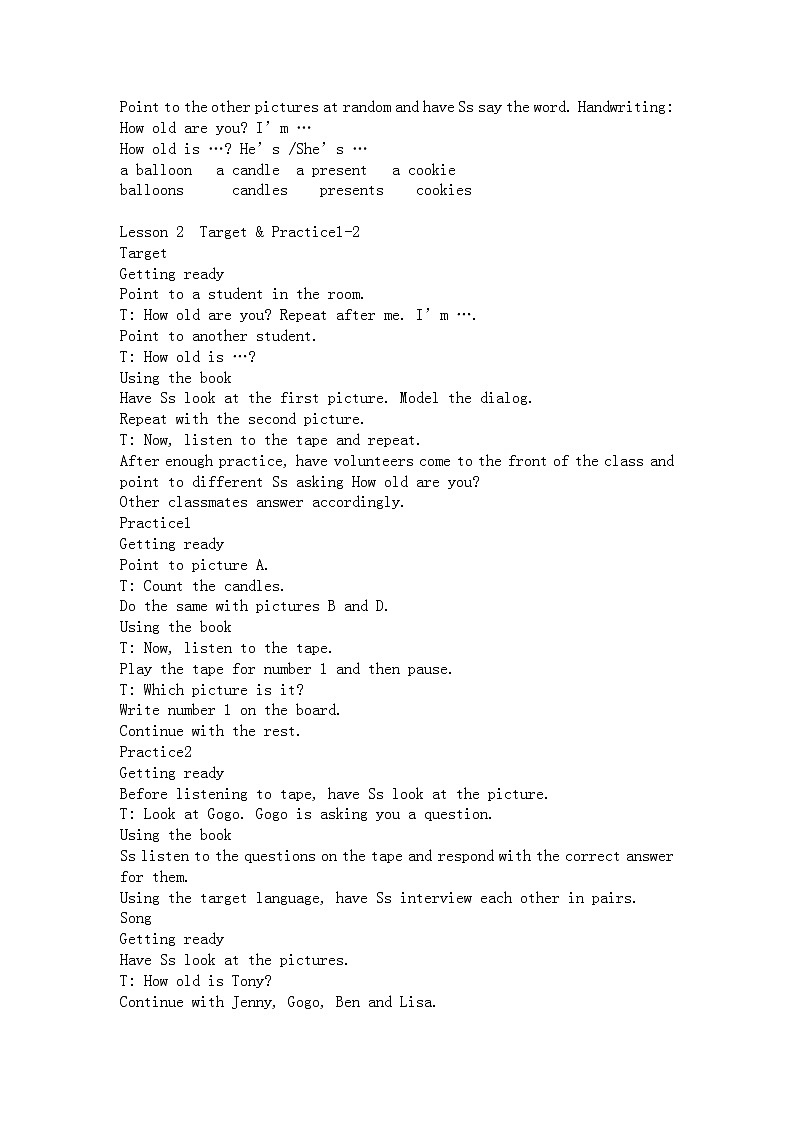 广东版开心英语三上Unit 5《Happy birthday!》教案02