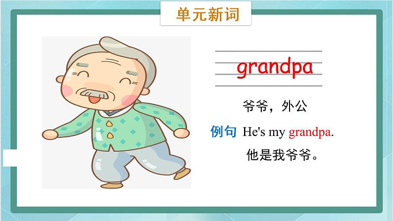 鲁科版五四制3上英语Unit 3 Family Lesson 2  He’s my grandpa(课件）05