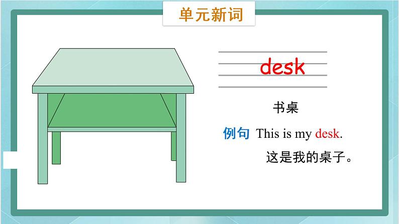 鲁科版五四制3上英语Unit 5 Classroom Lesson 1  This is my desk(课件）第7页