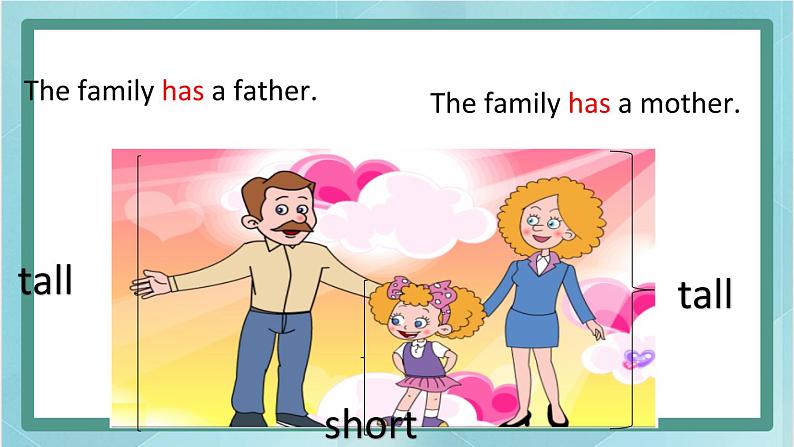 鲁科版五四制4上英语Unit 6 Family Lesson 1  My father has short hair(课件)08