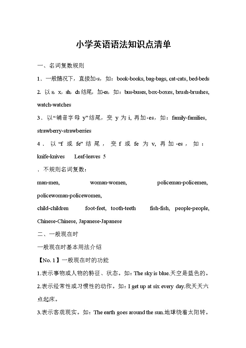 小学英语语法知识点归纳第1页