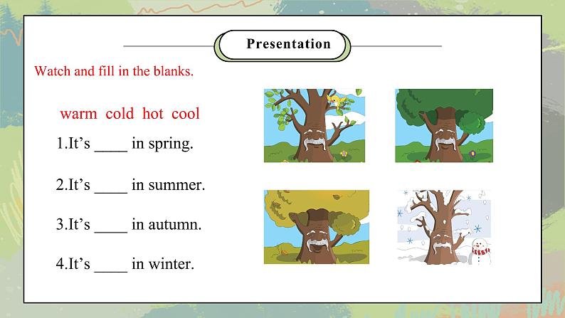 鲁科版五四制四上英语《Seasons》Unit 4 Lesson 2 It's warm in spring.课件+教案06