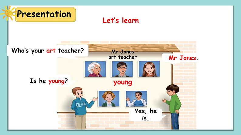 人教版英语五上《Unit1 What's he like part A Let’ s learn》课件PPT+教学设计07