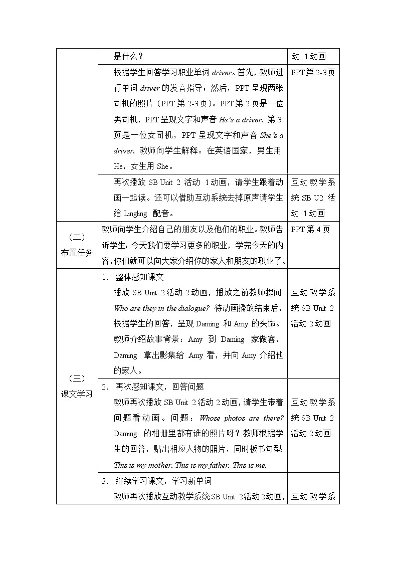外研版(一年级起点)一年级下册Module 1U2教案第2页