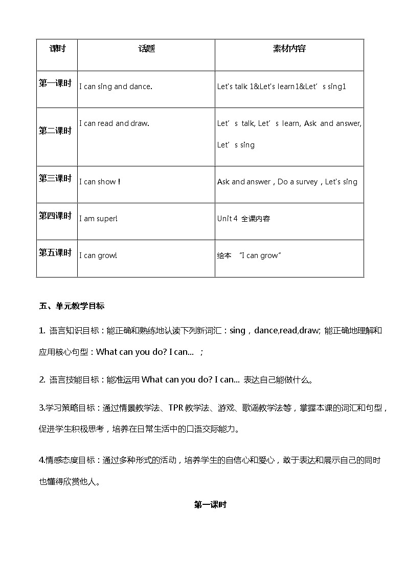 牛津上海版英语1年级上册 Unit 4 第1课时 PPT课件+教案03