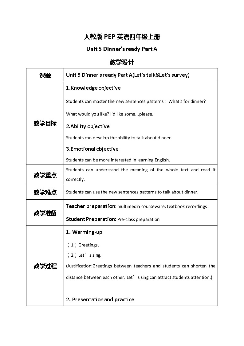 第五单元第一课时Part A(Let's talk&Let's survey)课件+教案+习题01