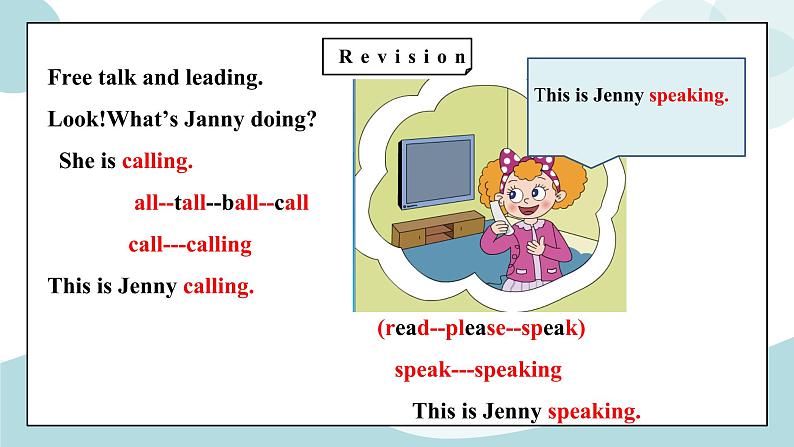 鲁科版五四制四上英语《Communicatons》Unit 7 Lesson 1 This is Jenny speaking.课件+教案05