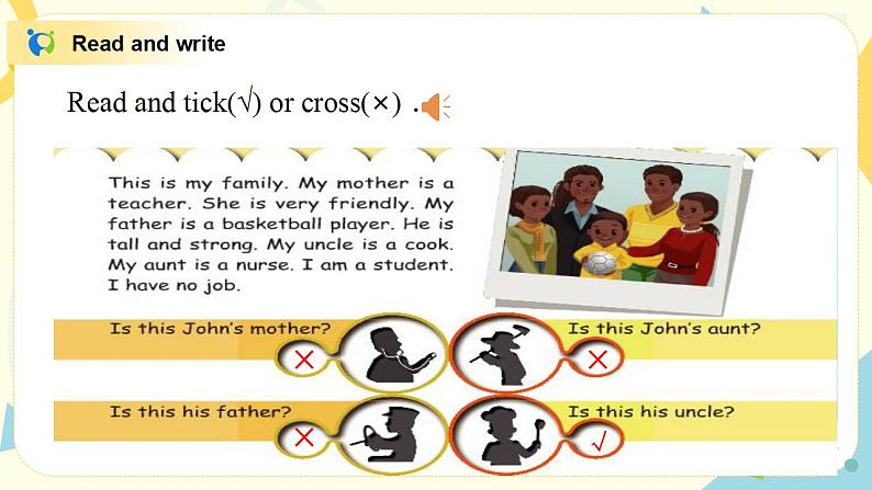 Unit 6 Meet my family  第六课时Part C(Read and write&Let's check&Story time)课件第4页