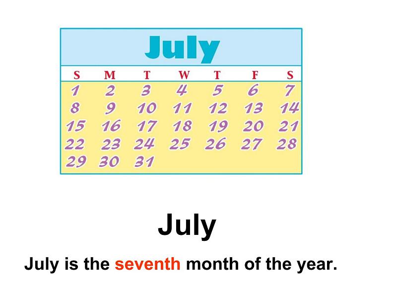 六年级上册英语课件－Unit5 July is the seventh month.（Lesson25) ｜人教精通版 (共16张PPT)第7页