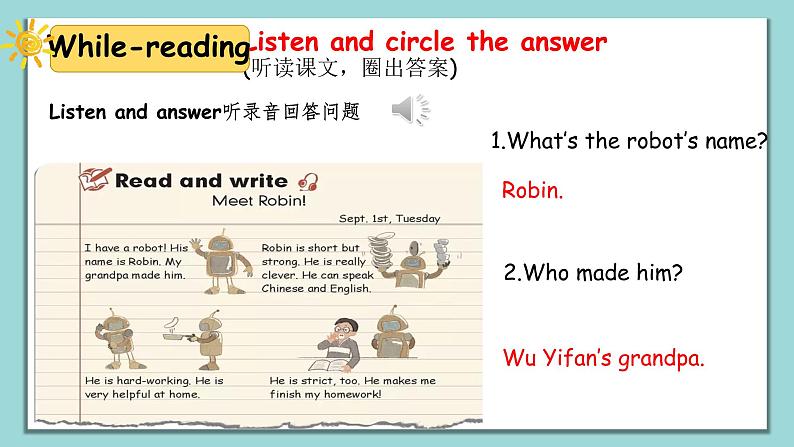 人教版英语五上《Unit1 What's he like part B&C read and write&storytime》课件PPT+教学设计07