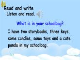 (精品課)Unit 2 My schoolbag Part C  story time 精美課件（25張PPT）+教案（含反思）+素材（ 含flash素材）