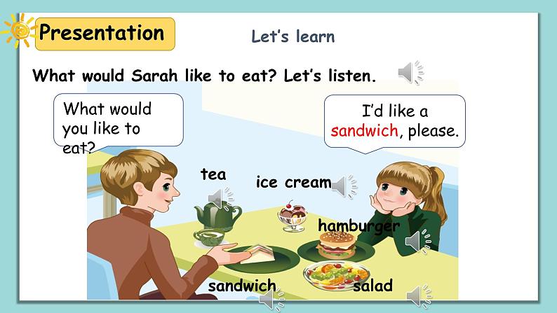 人教版英语五上《Unit3 What would you like part A Let’s learn》课件PPT第4页