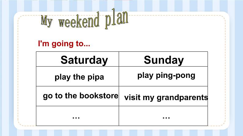 Unit 3 My weekend plan Part B Let 's learn（课件）人教PEP版英语六年级上册第2页